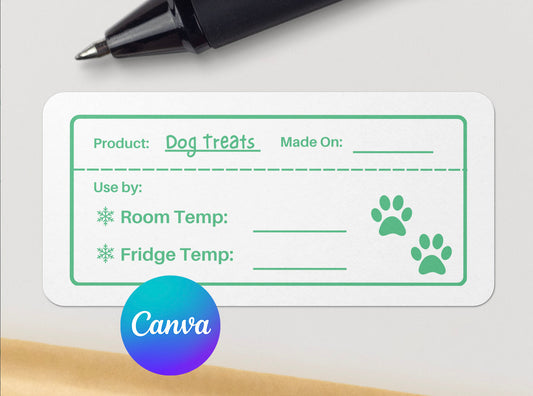Dog Treat Expiration Date Stickers - Canva Template/Digital Download